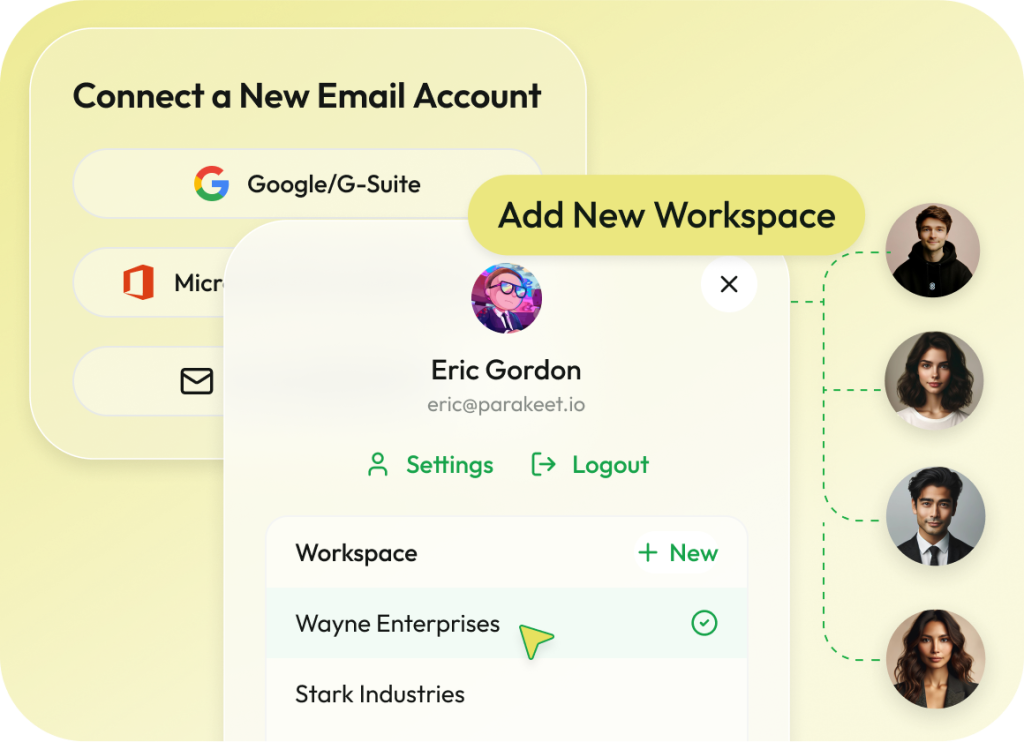 Manage multiple workspaces right within Parkeet